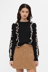 Object Jersey volantes a contraste Negro