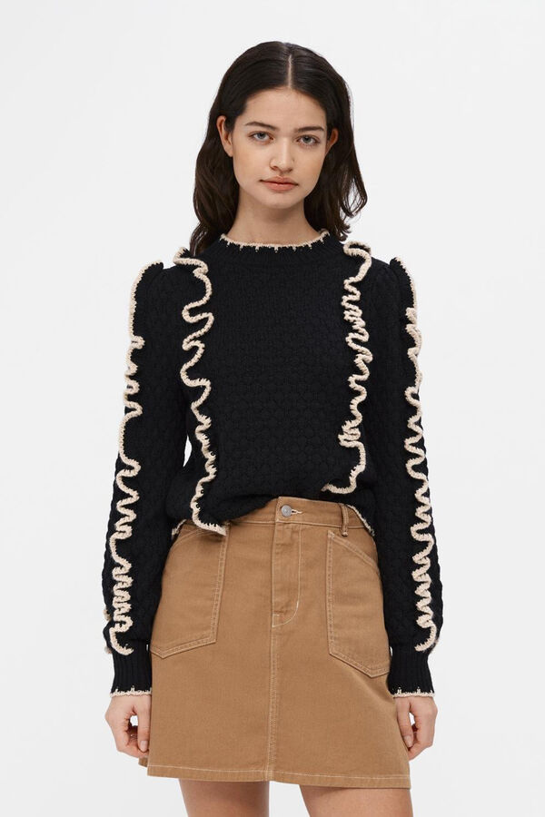 Object Jersey volantes a contraste Negro