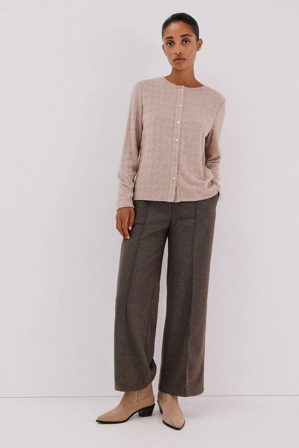 Cortefiel C&aacute;rdigan pata de gallo Marfil