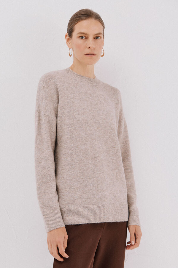 Cortefiel Jersey suave franjas Beige
