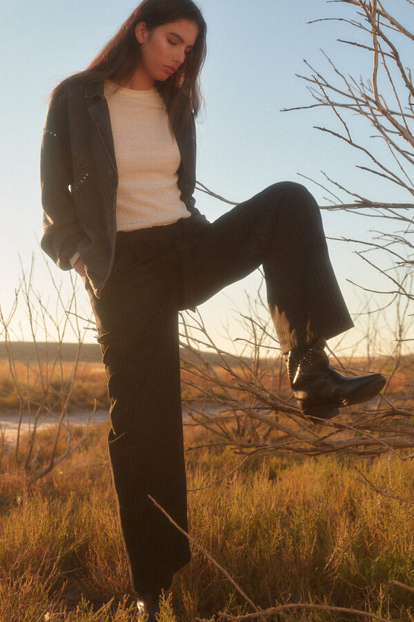 Slowlove Pantal&oacute;n sastre raya diplom&aacute;tica Estampado blanco