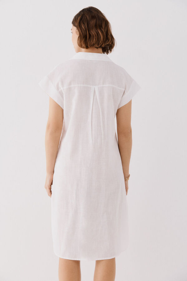 Cortefiel Caft&aacute;n camisa largo Blanco