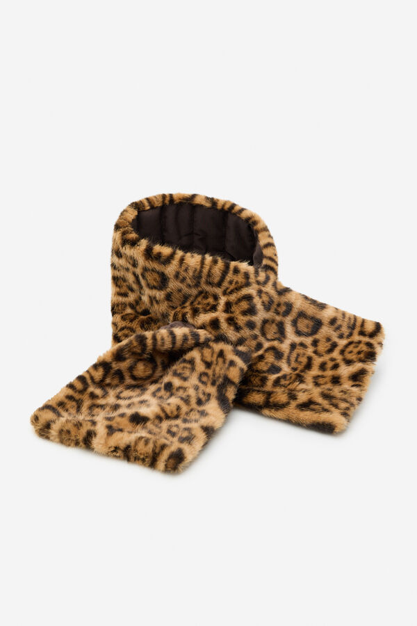 Cortefiel Cuello reversible leopardo Estampado marr&oacute;n