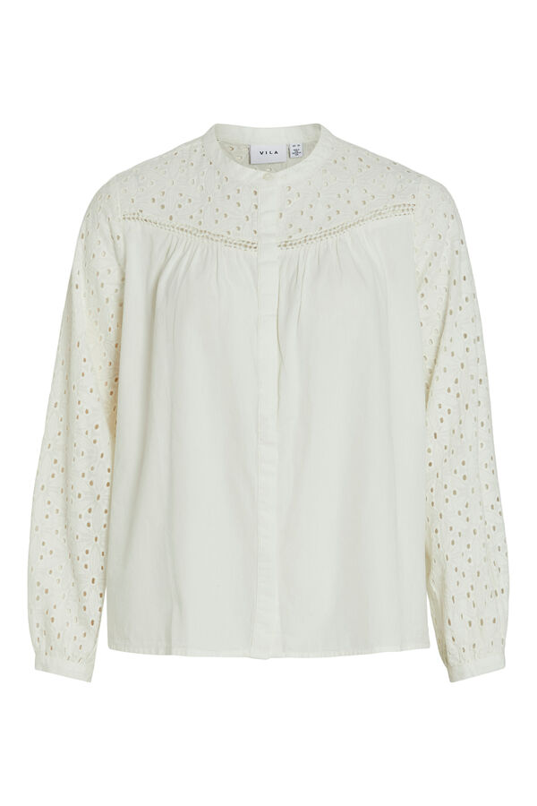 Vila Camisa de manga comprida com renda Cinzento