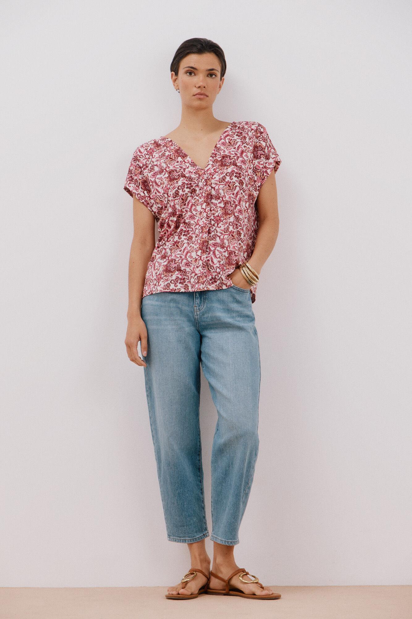 Cortefiel Top pico estampada