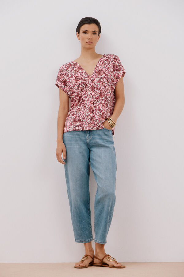 Cortefiel Top pico estampada Estampado blanco