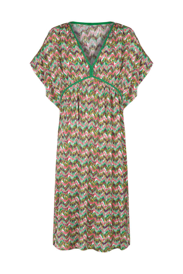 Cortefiel Caft&aacute;n largo tejido estampado Multicolor