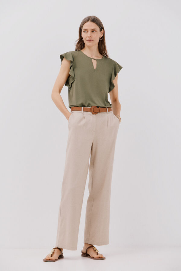 Cortefiel Top de punto l&aacute;grima Kaki