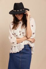 Slowlove Blusa frunces bordados Blanco