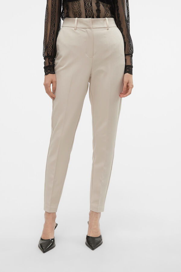 Vero Moda Cal&ccedil;as skinny com acetinado Tostado