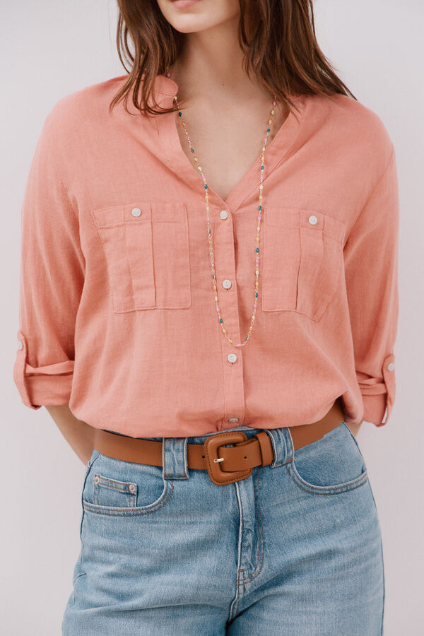 Cortefiel Camisa de linho Vermelho