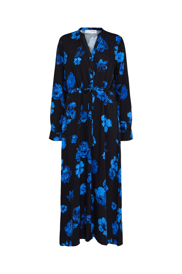 Selected Femme Vestido Midi de manga larga confeccionado con Lenzing ECOVERO Negro