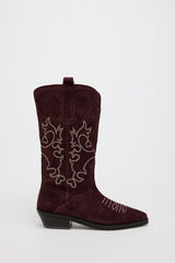 Slowlove Bota cowboy pespuntes Vino