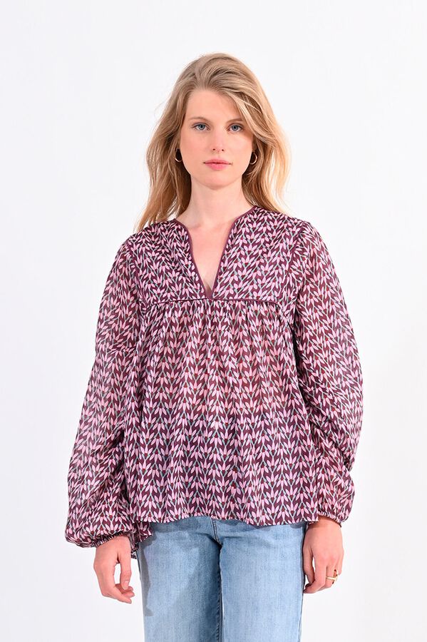Molly Bracken Blusa de mulher de manga comprida com estampado  Multicolorido