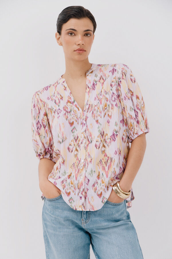 Cortefiel Blusa de manga curta Multicolorido