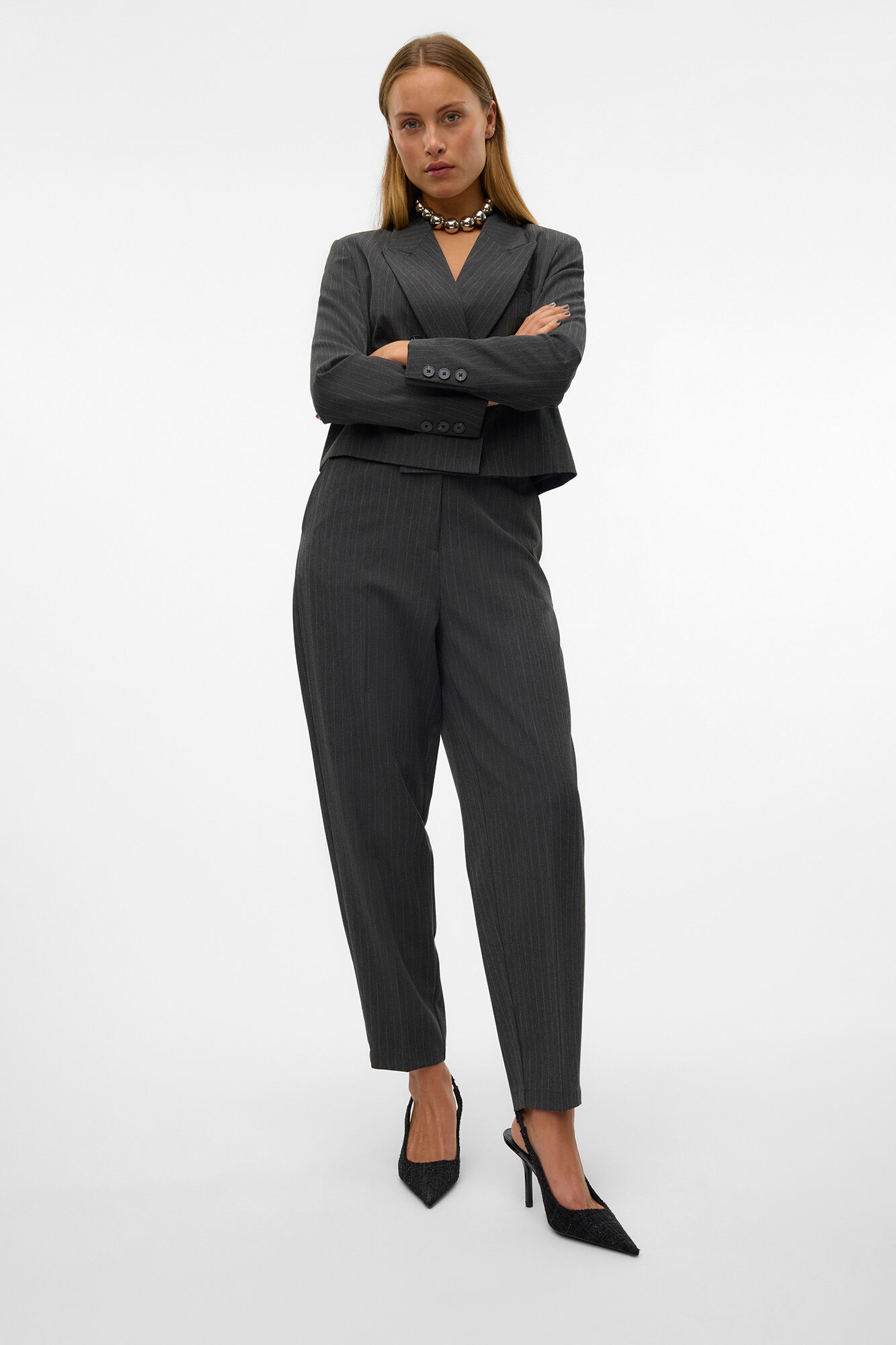 Vero Moda Pantal&oacute;n tiro alto rayas