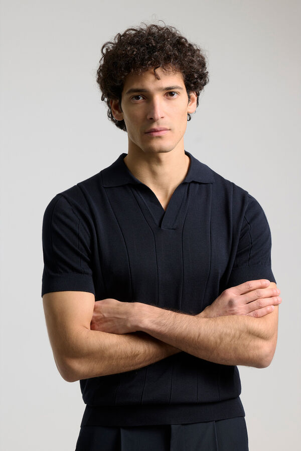 PuroEGO Polo punto canal&eacute; Azul marino