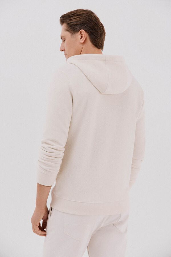 Cortefiel Cardigan com capuz Ecru