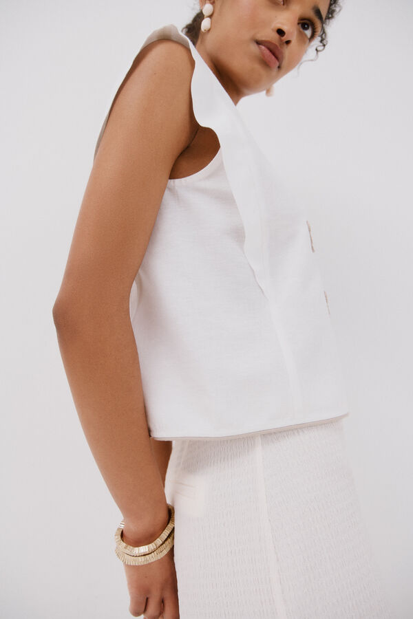 Cortefiel Blusa bordado contrastante Branco