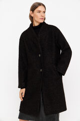 Cortefiel Abrigo boucle suave Negro