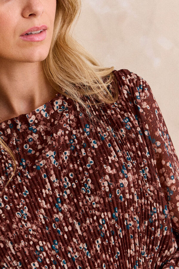 Pol&iacute;n Et Moi Vestido Largo Liruca Estampado marr&oacute;n