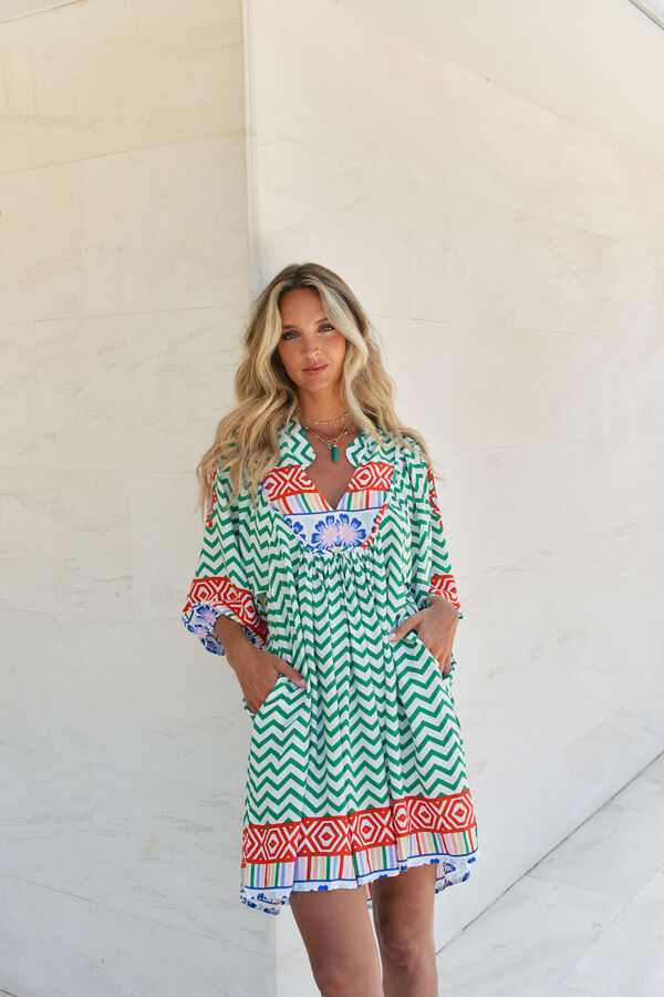 Jaase Vestido mini estampado Boheme Verde