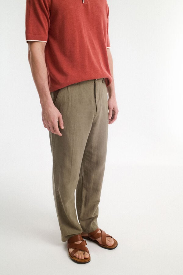 Selected Pantal&oacute;n de lino Relaxed Fit Gris