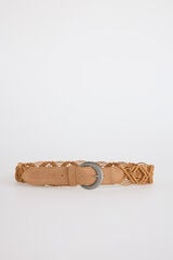 Slowlove Cinto pele entran&ccedil;ado Castanho