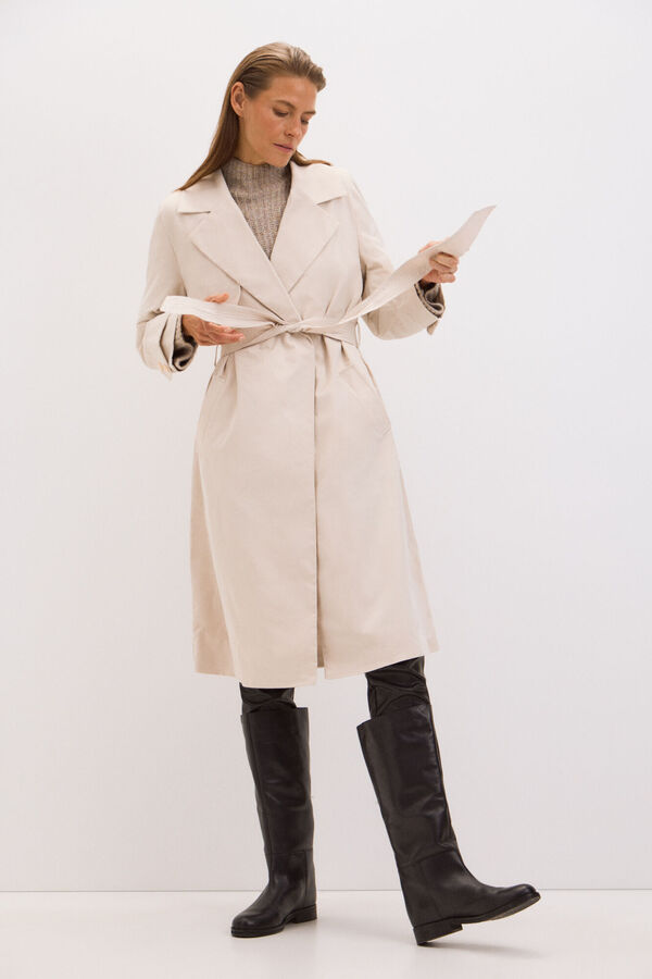 Cortefiel Gabardina comprida Ecru