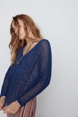 Slowlove Jersey punto calado Azul oscuro