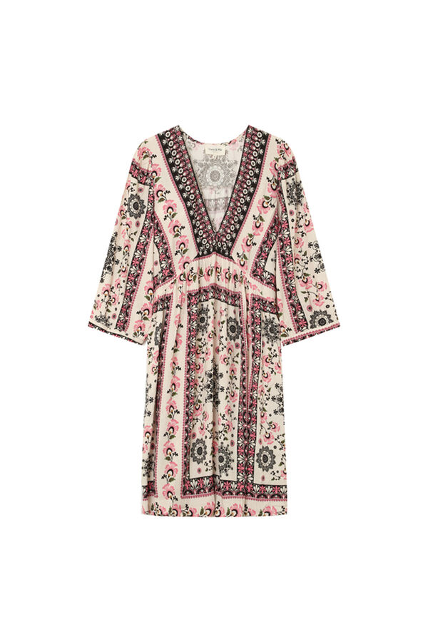 Grace & Mila Vestido babydoll con estampado bohemio Beige