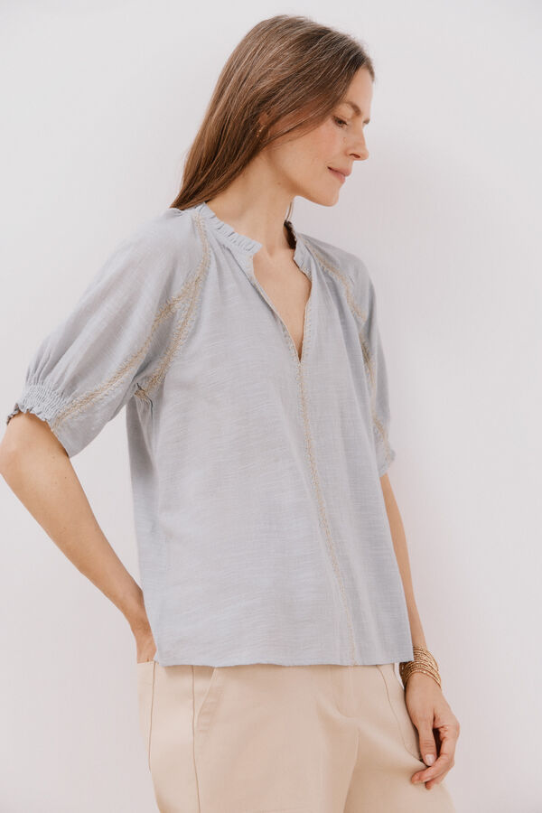 Cortefiel Blusa manga corta Azul