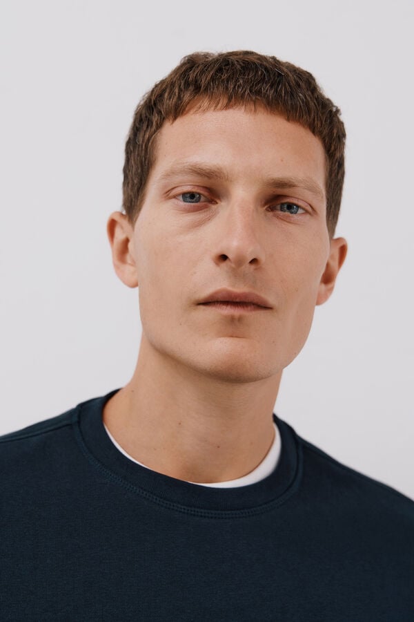 Cortefiel Sweatshirt gola caixa Azul