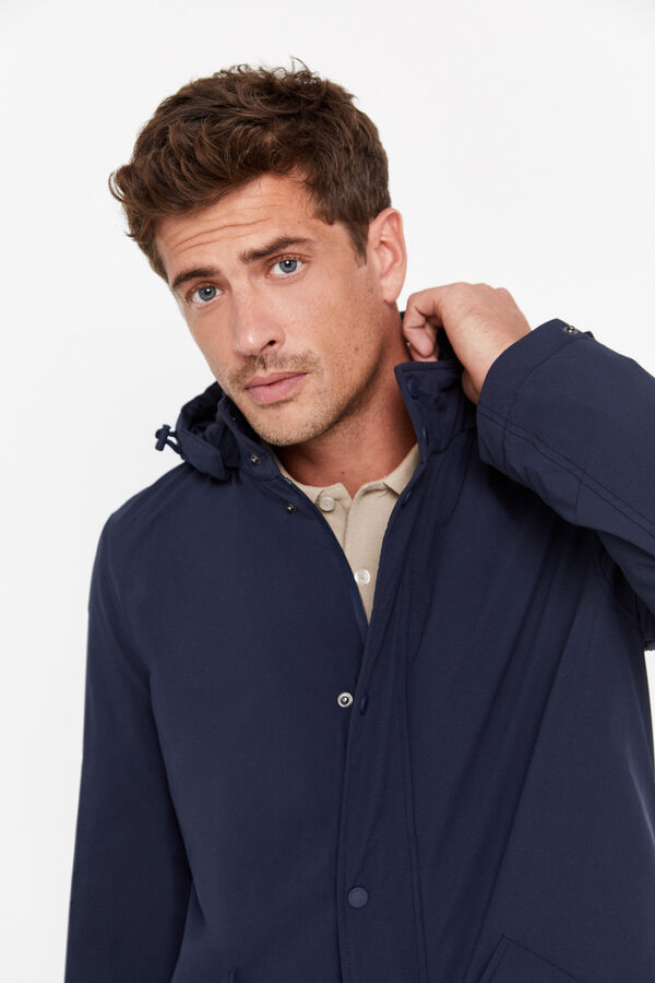 Cortefiel Impermeable con capucha Azul marino