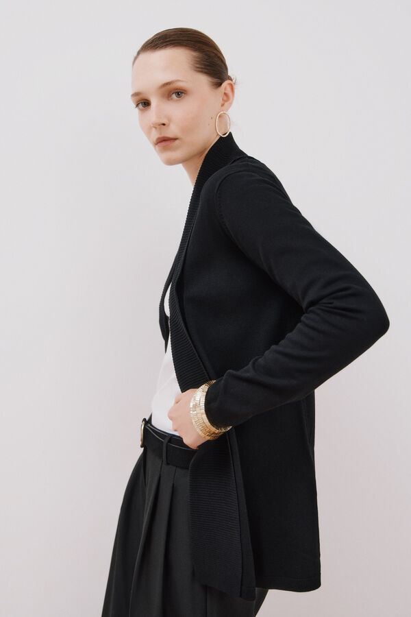 Cortefiel Chaqueta cuello chal Negro