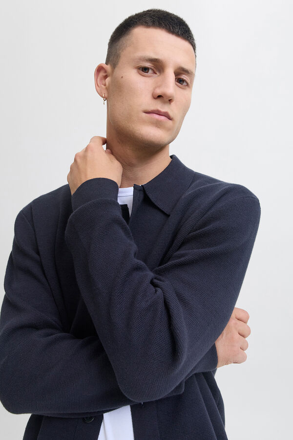 Jack & Jones C&aacute;rdigan cuello polo Azul marino