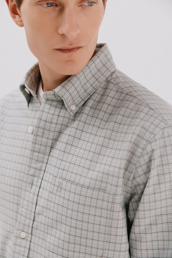 Cortefiel Camisa oxford xadrez Verde