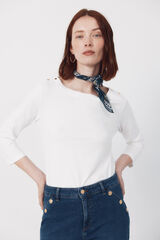 Cortefiel Camiseta b&aacute;sica escote barco Blanco