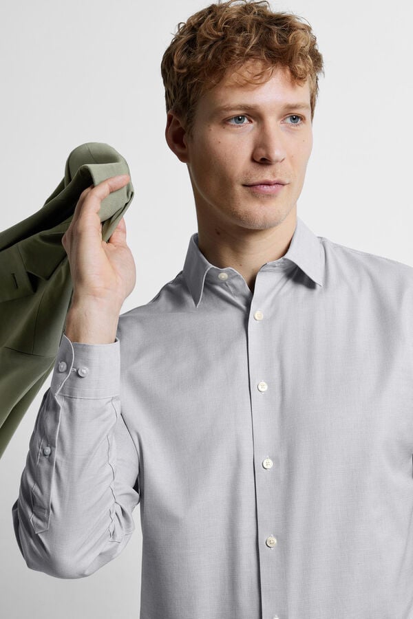 Selected Camisa de manga comprida elegante 100% algod&atilde;o Azul