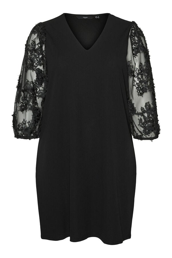 Vero Moda Curve Vestido curto de manga comprida tamanho grande Preto