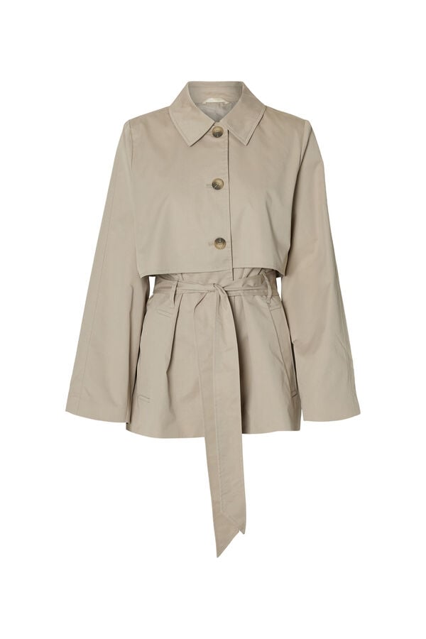 Selected Gabardina curta Tostado