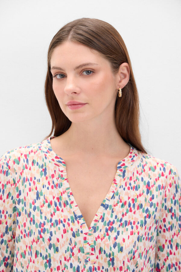 Cortefiel Camiseta básica fluida Estampado marrón