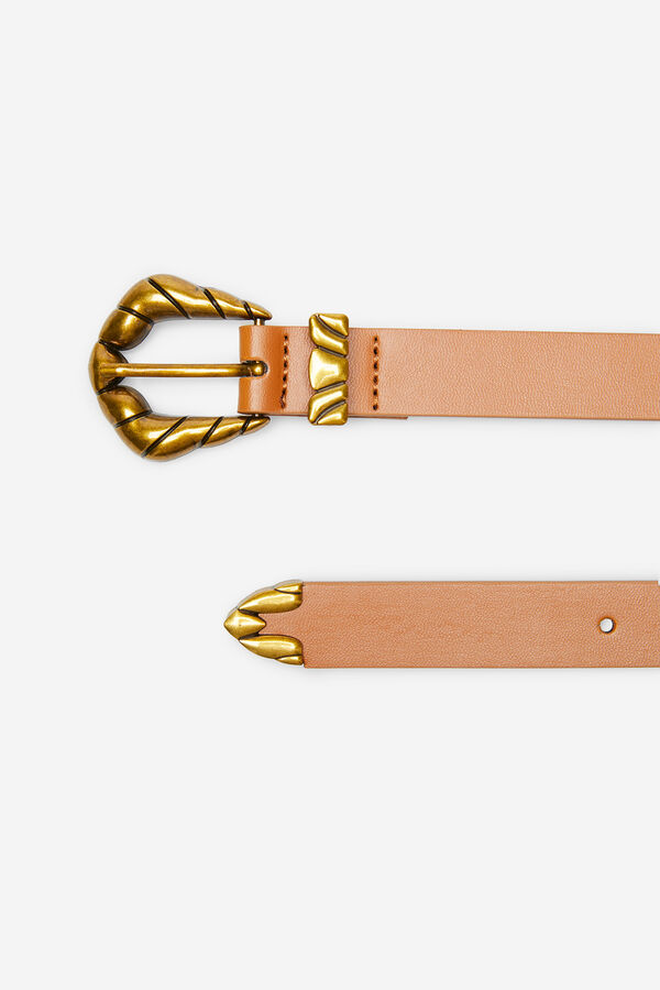 Cortefiel Cinto com fivela ondulada Castanho