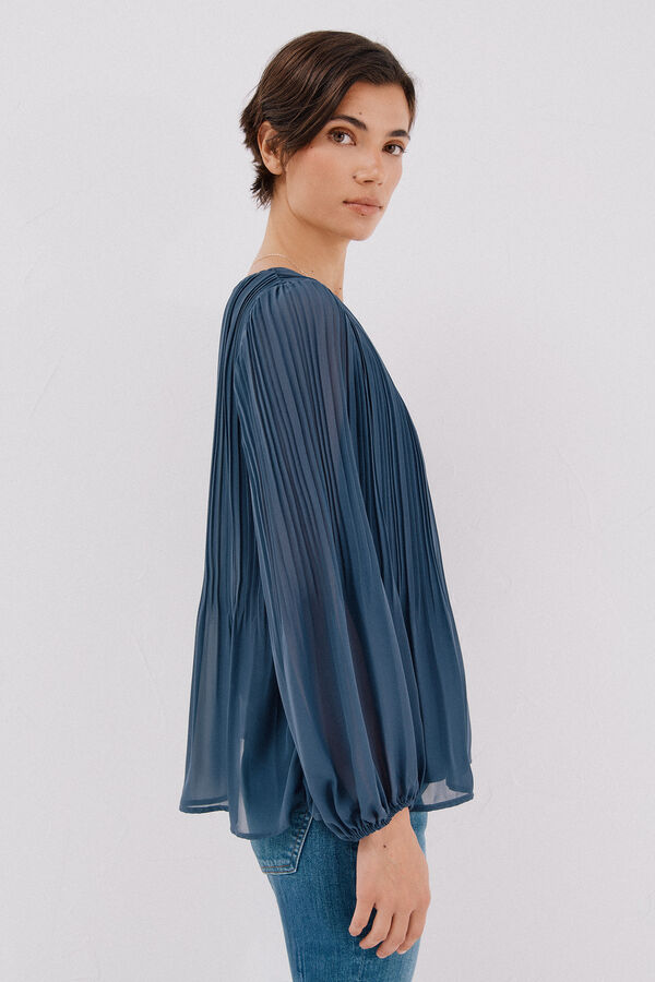 Cortefiel Blusa plisada Azul oscuro