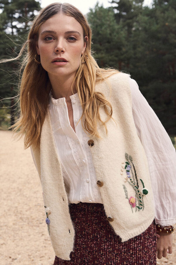 Pol&iacute;n Et Moi Camisa de renda branca Branco