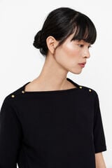 Cortefiel Camiseta b&aacute;sica escote barco Negro