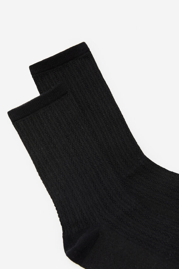 Cortefiel Calcetines largos con textura Negro