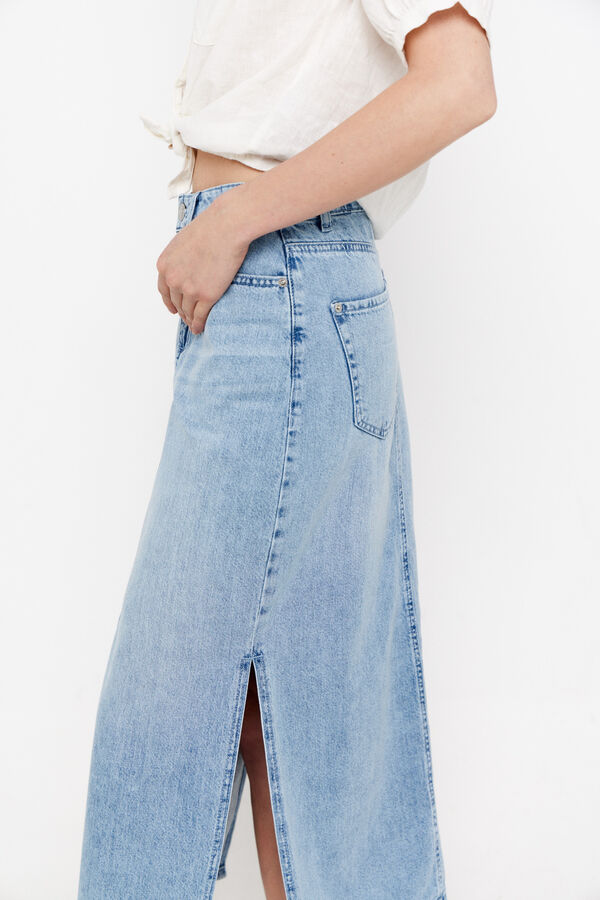 Cortefiel Falda larga vaquera aberturas Azul oscuro