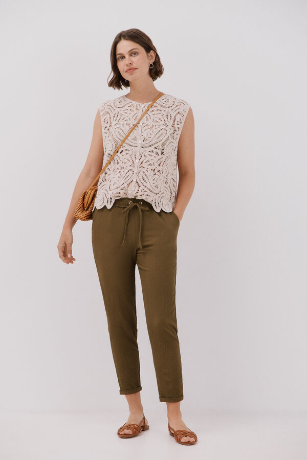 Cortefiel Calças muito fluído Verde