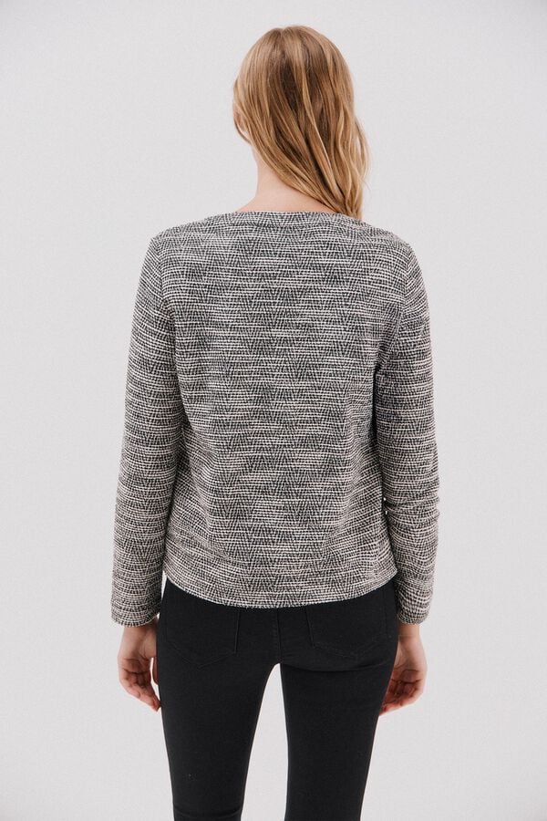 Cortefiel C&aacute;rdigan tweed Estampado blanco